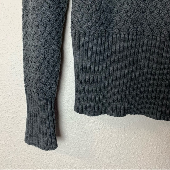 VTG 90’s HILLARD HANSEN charcoal grey chunky knit Sweater Sz M fold over collar - Picture 11 of 12